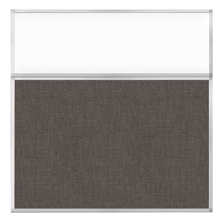 Versare Hush Panel Configurable Cubicle Partition 6' x 6' W/ Window Mocha Fabric Clear Window 1812511-2